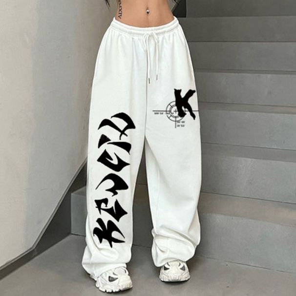 Women's Hip Hop Dance Pants - Loose Fit Streetwear Jazzy Trousers With Pockets - High Waist Stretchy Polyester Pants For Urban Fashion Black/White/Red_ecoleips.com