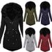 girl Cross-Border Size Jacket Women's Fashion European And American Style Autumn Winter Thickened Fur Collar Hooded_ecoleips.com