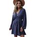 2025 New European And American Style Polka Dot For Women, Pullover V-Neck Long Sleeve, Pleated Waist Slim Fit Dress_ecoleips.com