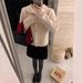 Aria Basics Aria Basics New Year Red Collared Sweater Coat For Women, Autumn And Winter Korean Retro Style, Chic Doll Collar Knitted Cardigan_ecoleips.com