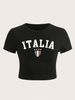 Trendy Women's Short Sleeve T-Shirt Printed Tight Fit Round Neck Y2K Streetwear Essential Casual Fashion Top For Ladies_ecoleips.com
