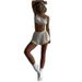 Verve Summer Women's New Sexy Sweet Lace-Up Strap Pajamas Solid Color High-Waisted Ruffled Shorts Set_ecoleips.com