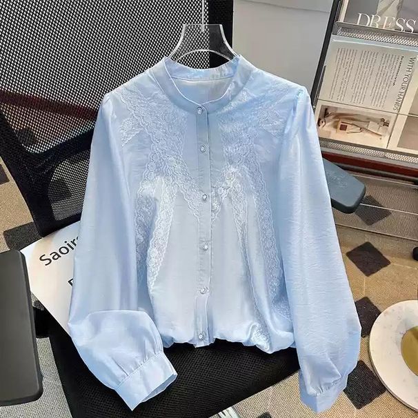 Women's Clothing White Shirt High End Spring New Style Lace Long Sleeved Beautiful Shirt Top_ecoleips.com