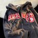 fleece-lined Thickened Hooded Sweatshirt Women, Loose Oversize Zip-up Cardigan, 2025 Winter Vintage Coat_ecoleips.com