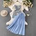 Elegant Water Soluble Lace Camisole Short Dress Two Piece Set For Women High Waisted Slimming Flowy Mesh Half_ecoleips.com