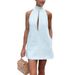 Women's Solid Color Sleeveless High Neck Dress European And American Style Fashion Vest Independent Store Cross Border 8156_ecoleips.com