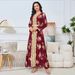 Women's Clothing Summer New Muslim Middle Eastern Robe Female Gold Stamped Beaded Embroidered Abaya Long Sleeved Dress Dress_ecoleips.com