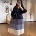 Women's Clothing Plus Size Clothes Elegant V-Neck Petal Sleeve Dress – French-Inspired Faux Two-Piece Dress In Rose Red/Camel/Brick Red/Black/Blue_ecoleips.com