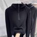 European Solid Color Half Zipper Abraded Thickened Hooded Sweater Women's German Velvet Bottoming Top Hoodie_ecoleips.com