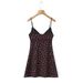 24 Summer New Women's European And American Style Sexy Hot Girl V-neck Rose Floral Waist-Cinching Drawstring Strap Dress_ecoleips.com