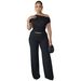 European And American Style Women's Fashion Off-Shoulder Asymmetrical Ruched Wide Leg Pants Two-Piece Set GL6818_ecoleips.com