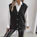 Women's Oversized Cardigan Vest With Pearl Buttons - Casual Longline Knit Sweater Vest For Fall & Winter - V-Neck Open Front Coatigan_ecoleips.com
