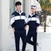 Spring And Autumn Middle Junior Casual Long-sleeve Two-piece Set, High School Student Blue Class Uniform Sportswear_ecoleips.com