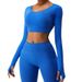 Women's Clothing Autumn New Yoga Clothes Long Sleeves Women Fixed Cup Sexy Cross Back Outdoor Sports Fitness Clothes Tops_ecoleips.com