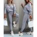 2024 European And American Foreign Trade Hot Sale Solid Color Fashion Casual Lace-Up Off-Shoulder Sports Pants Long Set_ecoleips.com