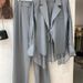 Women's Clothing High grade sun proof suit in summer chiffon splicing two piece jacket, high waist wide leg trousers, two piece suit_ecoleips.com