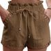 Women's Cotton Linen Shorts Multi-Color Multi-Size Elastic Waistband And Side Pockets - Comfort Fit Trousers In Multiple Colors_ecoleips.com