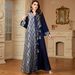 Women's Clothing Contrast Color Stitching Embroidery Elegant Style Long Sleeve Dress_ecoleips.com