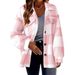 Women's Clothing Plaid Pattern Plush Coat Autumn Winter Button Down Collar Jacket Warm_ecoleips.com