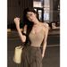 Purely Desirable Camisole For Women, A Tummy-covering Base Layer, Spicy V-neck Knitted Top, Unique Design_ecoleips.com
