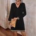 Women's Clothing V Neck Long Sleeve New A Line Dress_ecoleips.com