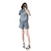 Women's Chinese Style Casual Sports Suit Short Sleeved Two Piece Set Gray Fashionable Summer 2024_ecoleips.com