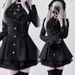 Y2k Aesthetic Lolita Style Bow Dress Shorts Set Japanese Women Gothic Lace Flare Sleeve Button Shirt Dress Punk Party Mini Dress_ecoleips.com