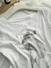 Deer Print Thin Long Sleeve T-shirt Woman Autumn O-neck See Through Sexy Tshirt Female Sweet Cute Animal Pattern Cotton Tees_ecoleips.com