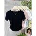 This Korean-Style, Minimalist Short-Sleeved Top Features A Summer-Friendly Modal Fabric With A V-Neck Design And Double_ecoleips.com