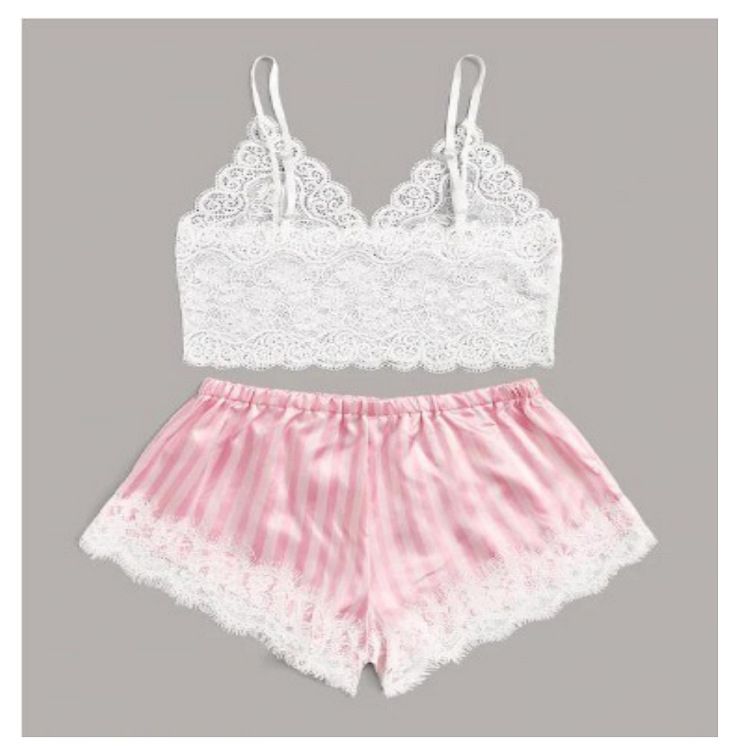 Lace & Stripes Seduction Set – Plus-Size Sleepwear With Matching Bra (S-XL)_ecoleips.com