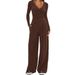 Women's Wide Leg Pants Suit Long Sleeved Multi Occasion Sportswear Autumn Winter_ecoleips.com
