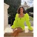 Women's Clothing Women's Fashion Square Neck Tie-Wrap Bubble Sleeve Dress – XS To XL (Cotton-Blend, Bodycon Mini Dress For Casual & Date Night)_ecoleips.com