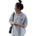 Summer College Style Round Neck Mid-Length Letter Printed Loose Short Sleeve T-Shirt Women's Top Wholesale_ecoleips.com