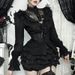 Halloween Lace Hollow out Long Sleeve Top for Women Dark Style Comfortable Casual Shirt Autumn Fashion_ecoleips.com