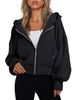 Women's Clothing Fashion Queen Hoodie Women Full Zip Cropped Sweatshirt Jacket Casual Comfort Gym Tops_ecoleips.com