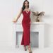 Women's One Shoulder Mermaid Maxi Dress, Glitter Trim Cutout Formal Evening Party Gown_ecoleips.com