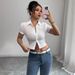 European And American Cross-border White Short-sleeve Women's Shirt, Short Style, 2026 Summer New Model, Slim Fit,_ecoleips.com