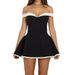 Women's Sexy Color Block Off Shoulder Ruffled Bodycon Mini Dress – Summer Party Gown 2026_ecoleips.com