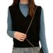 Aria Basics 2024 V-neck Twisted Knit Women, Sleeveless Sweater Outerwear, Versatile Tie-dye Hong Kong Style Short Vest For Commuting_ecoleips.com