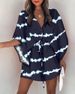 Women Print Dress Sexy V-Neck Bat Sleeve Ruffl Flowers Print Bohemian Beach Sundress Ladies Loose Summer Vacation Mini Dresses_ecoleips.com