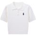 Women's Slim Fit Short Knit Top Summer New Embroidered Bear Cable Knit Collar Sweater Versatile_ecoleips.com