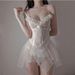 Sexy Lingerie Lace Nightdress Open Crotch No Need To Remove Flirting Sheer Nightgown Maid Temptation Passion Teasing_ecoleips.com