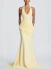 Elegant Backless Sleeveless Dress With Tie-Waist & Flowy Skirt - Chic Solid Color Bodycon Midi Dress For Women_ecoleips.com