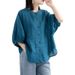 Summer Cotton And Linen Shirt For Women, With Lantern Sleeves, Retro Artistic Design, Loose Fit, Large Size, And Lined U_ecoleips.com