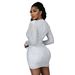 Women's Clothing Hip Skirt Celebrity Fashion Sequined V Neck Pleated Slimming Dress_ecoleips.com