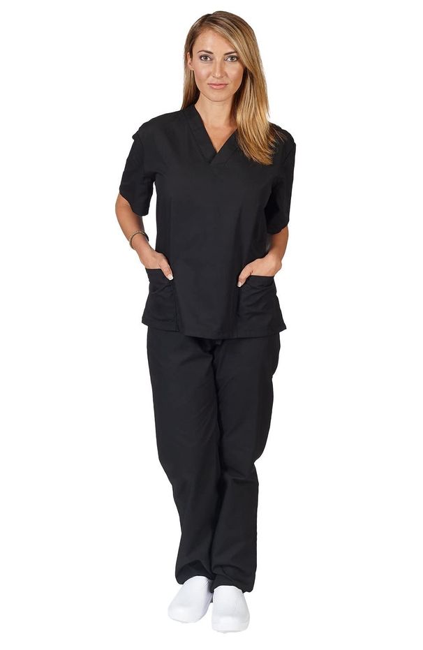 Women's New Solid Color Pocket V-neck Nursing Work Clothes Nursing Clothes Nurse Clothes Two-piece Set For Women_ecoleips.com