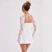 European And American Cross-Border Sexy Lace Patchwork Long Sleeve Backless Tie Solid Color Square Neck A-Line Short_ecoleips.com