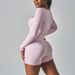 Lace Long Sleeve Bodysuit – Stretchy Square Neck Jumpsuit With High Waist & Sexy Back Detail (S-XL, Black/Pink/White/Tan)_ecoleips.com