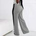 Women's High-Waisted Wide-Leg Pants | Black & White Contrast Flowy Drapery | INS Style Straight-Leg Lounge Palazzo Trousers_ecoleips.com