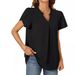 Summer V Neck Petal Sleeve Shirt For Women Simple Stylish Relaxed Everyday Wear Comfortable Feshion_ecoleips.com